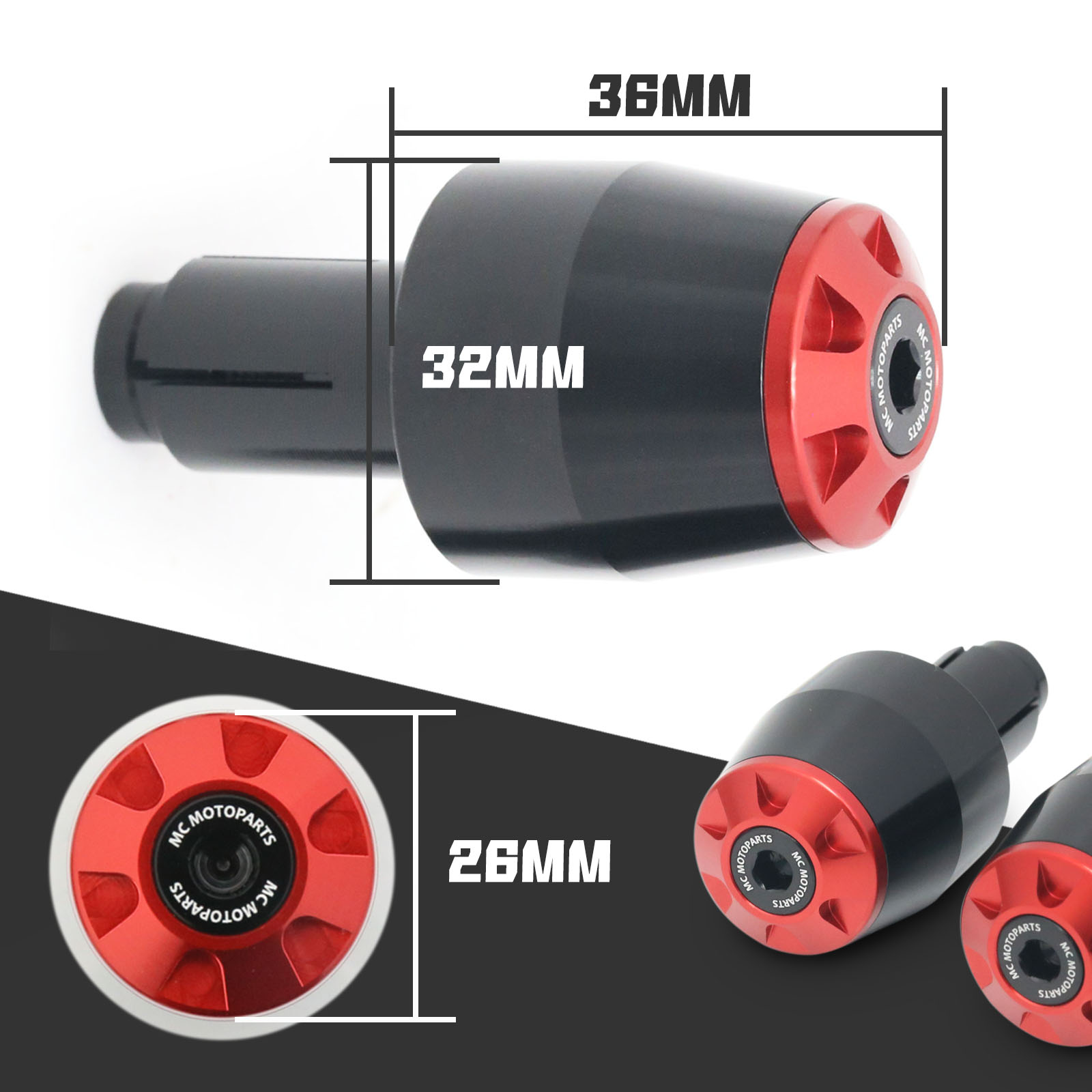 Red STORM Handle Bar End Weights For Kawasaki ZX-6R Ninja 07
