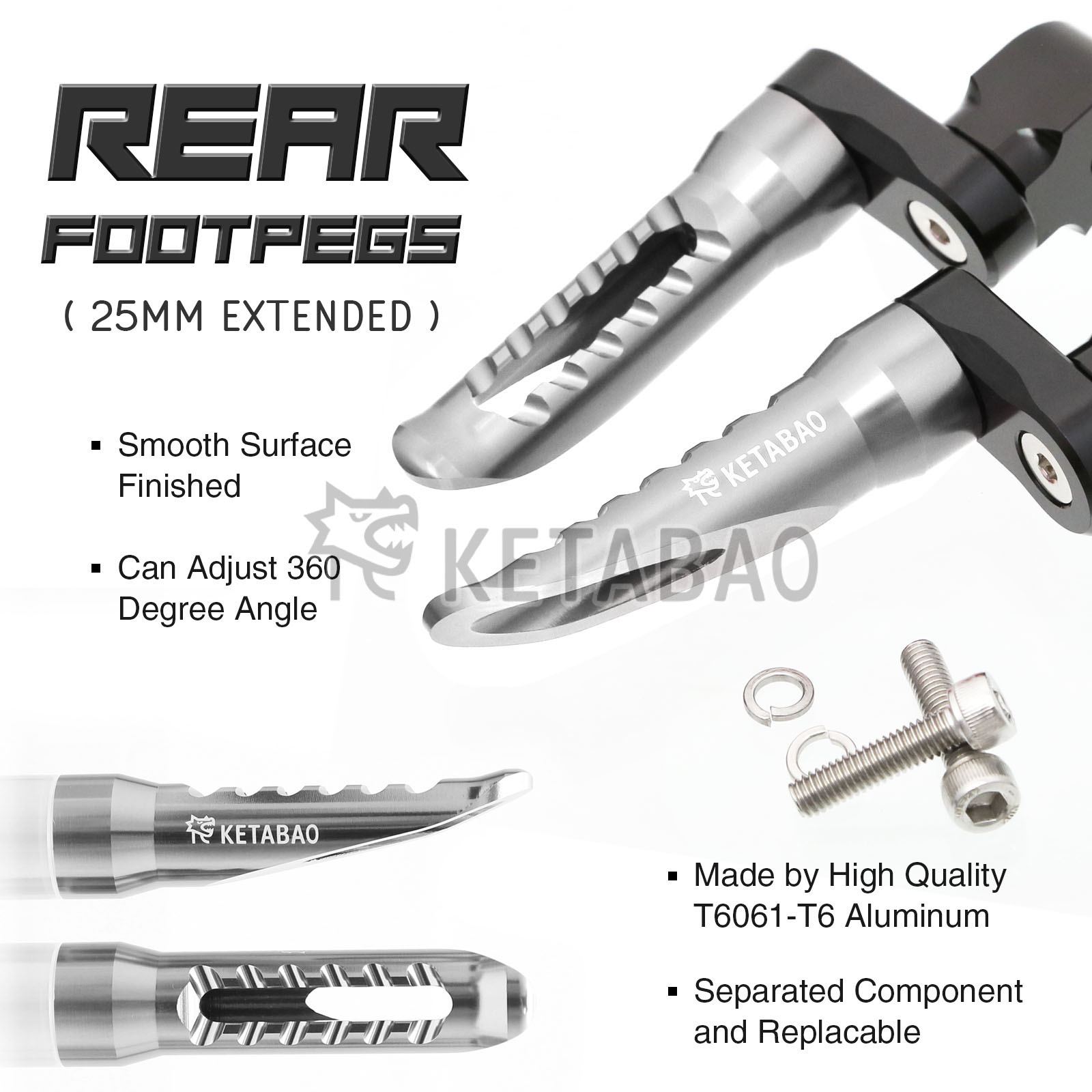 Red BOB 1 inch Lower Rear Foot Pegs For ZX-6R NINJA ZX-600 97 98