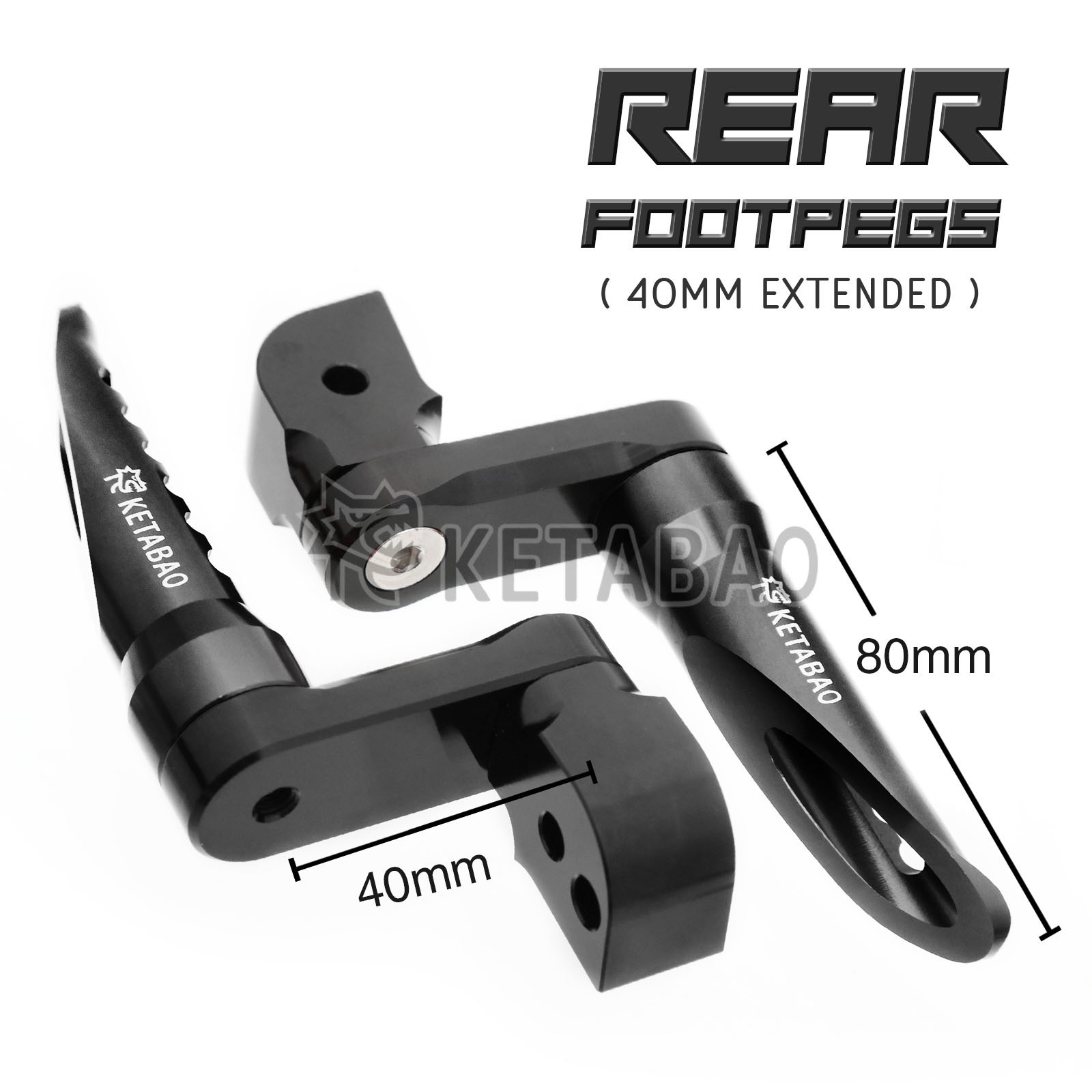 Black BOB 1.5 inch Lower Rear Foot Pegs For ZX-10R 04 05 06 07 08