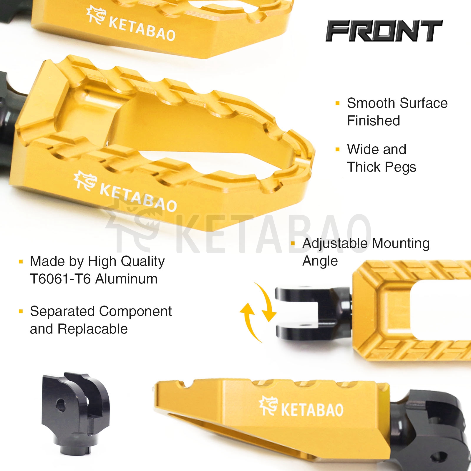 Gold BUZZ CNC Front Foot Pegs Wide For ZRX 1200 S R 02-05 06