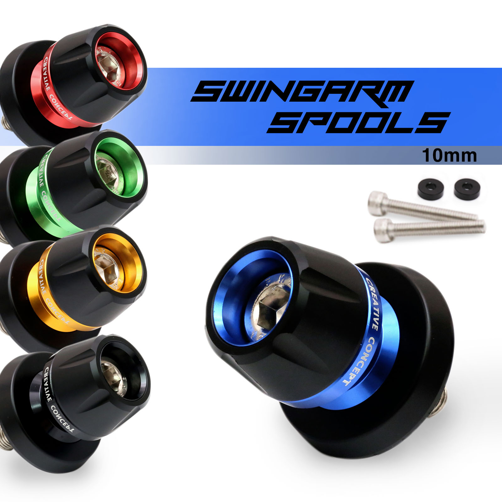 ブルース　パーツセット Blue BB01 Racing Swingarm Spools M10 For ZX6R ZX6RR 636 06