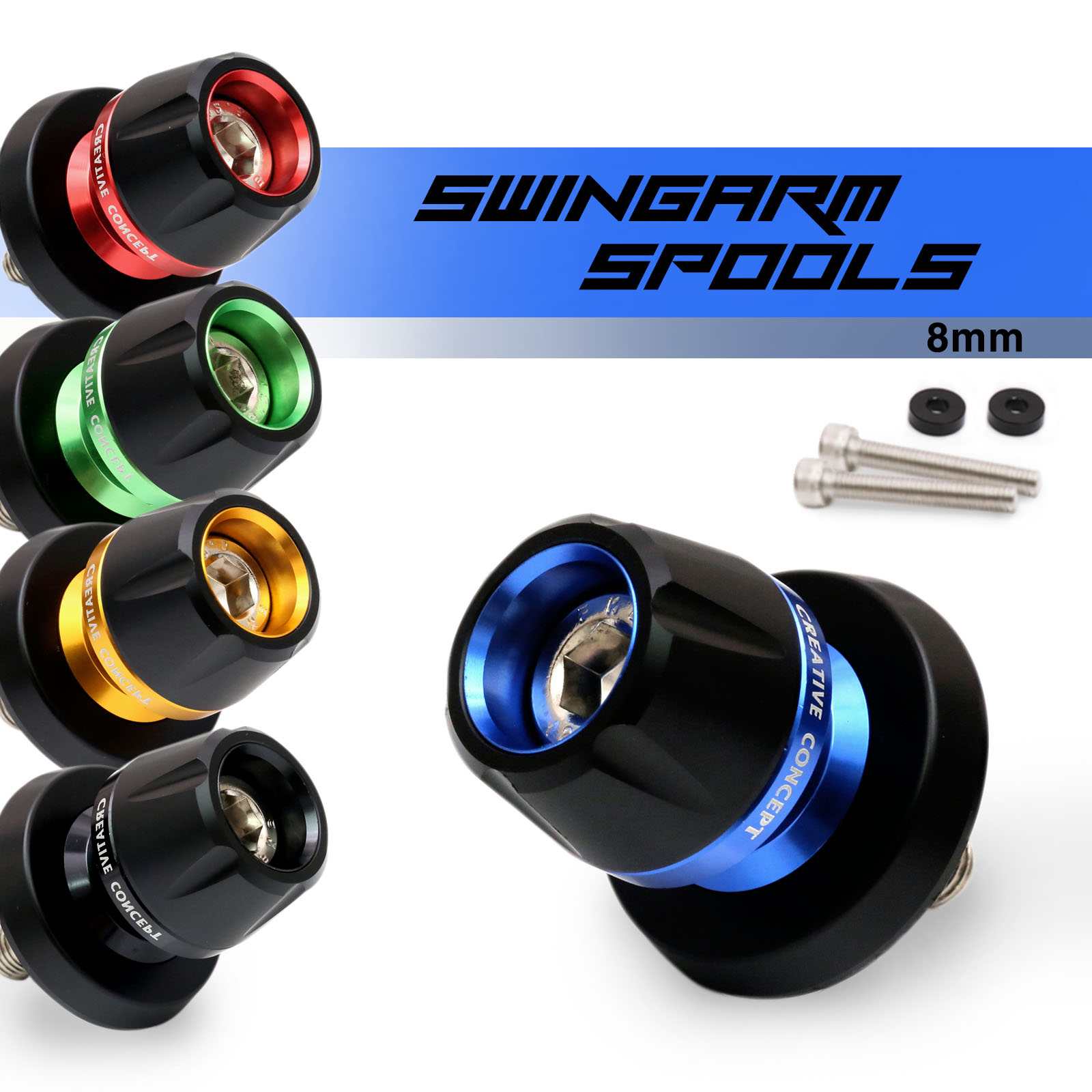 Ri-Mom商品 Red BB01 CNC M8 Rear Swing Arm Spools For Kawasaki ZX-6R 636
