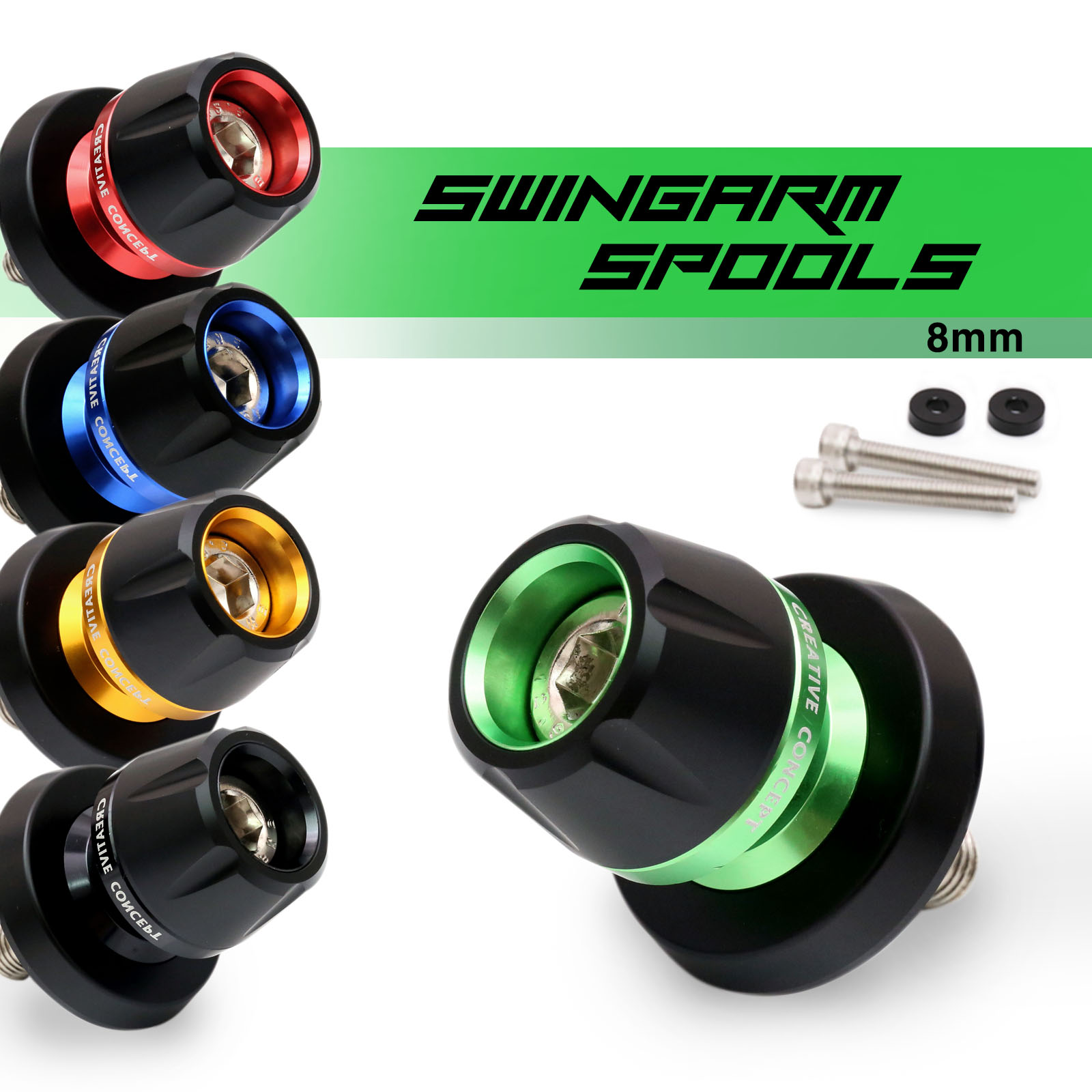 Red BB01 CNC M8 Rear Swing Arm Spools For Kawasaki Ninja ZX-25R 20