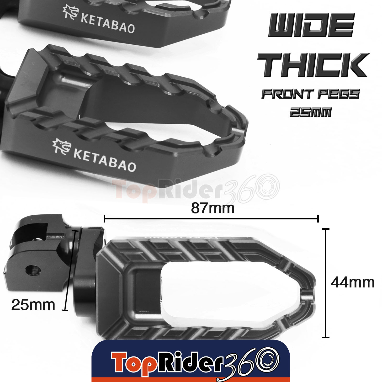 BLACK 25mm Extender BUZZ Rider Footpegs For Kawasaki ZX-10R 04-10