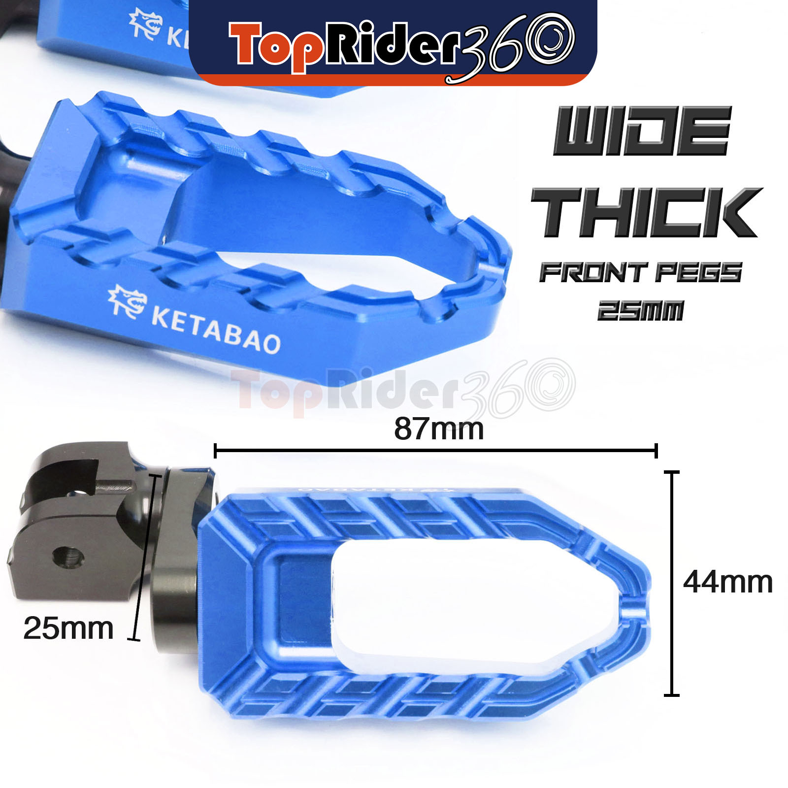 BLUE 25mm Extended BUZZ Front Foot Pegs For Kawasaki ZX-10R 04-10