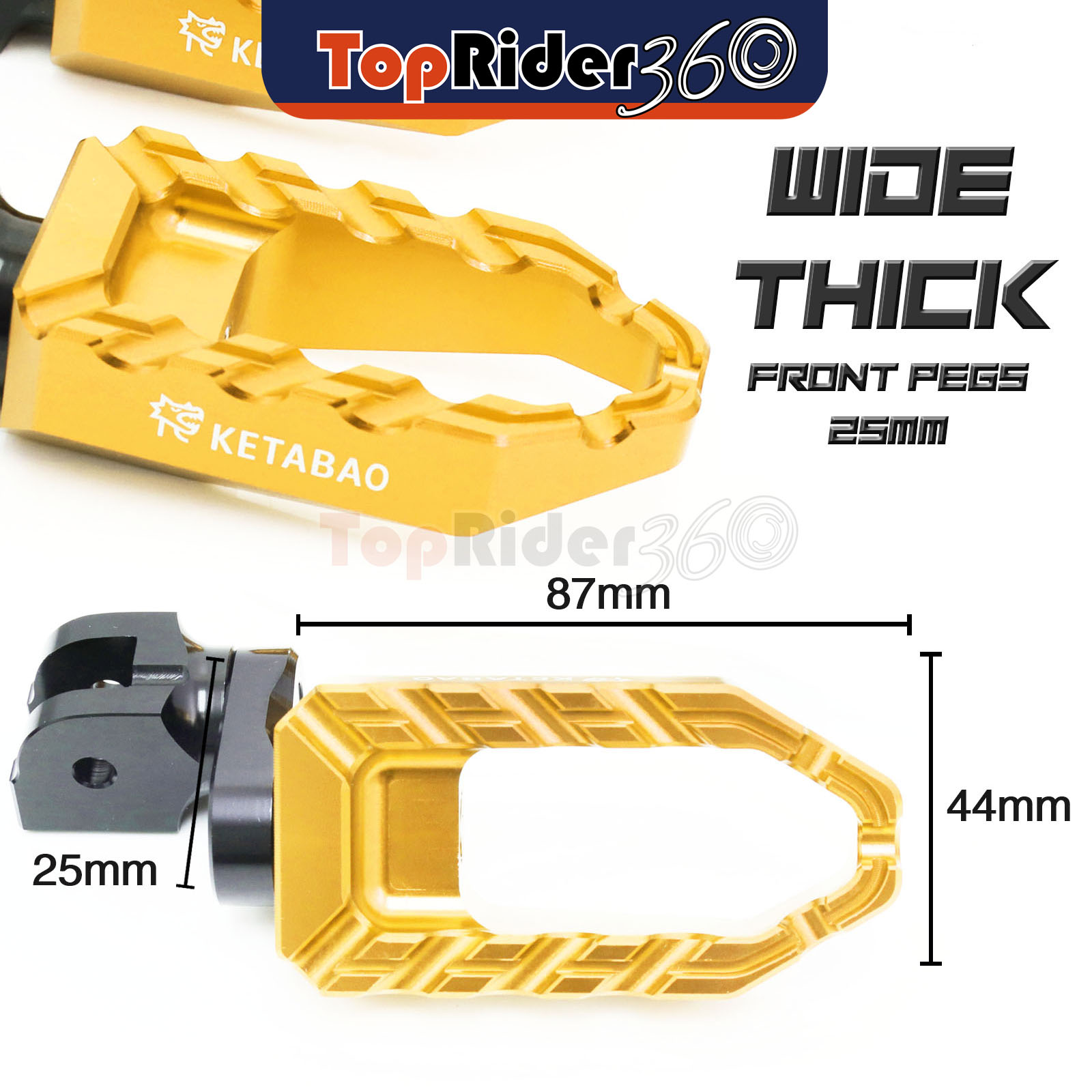 GOLD 25mm Extended BUZZ Front Foot Pegs For Kawasaki ZX-10R 04-10