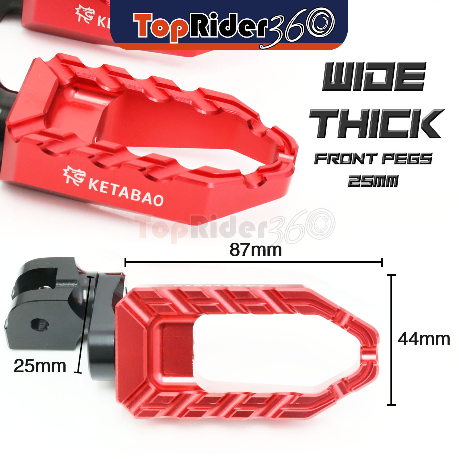 RED 25mm Extended BUZZ Front Foot Pegs For Kawasaki Z125 16