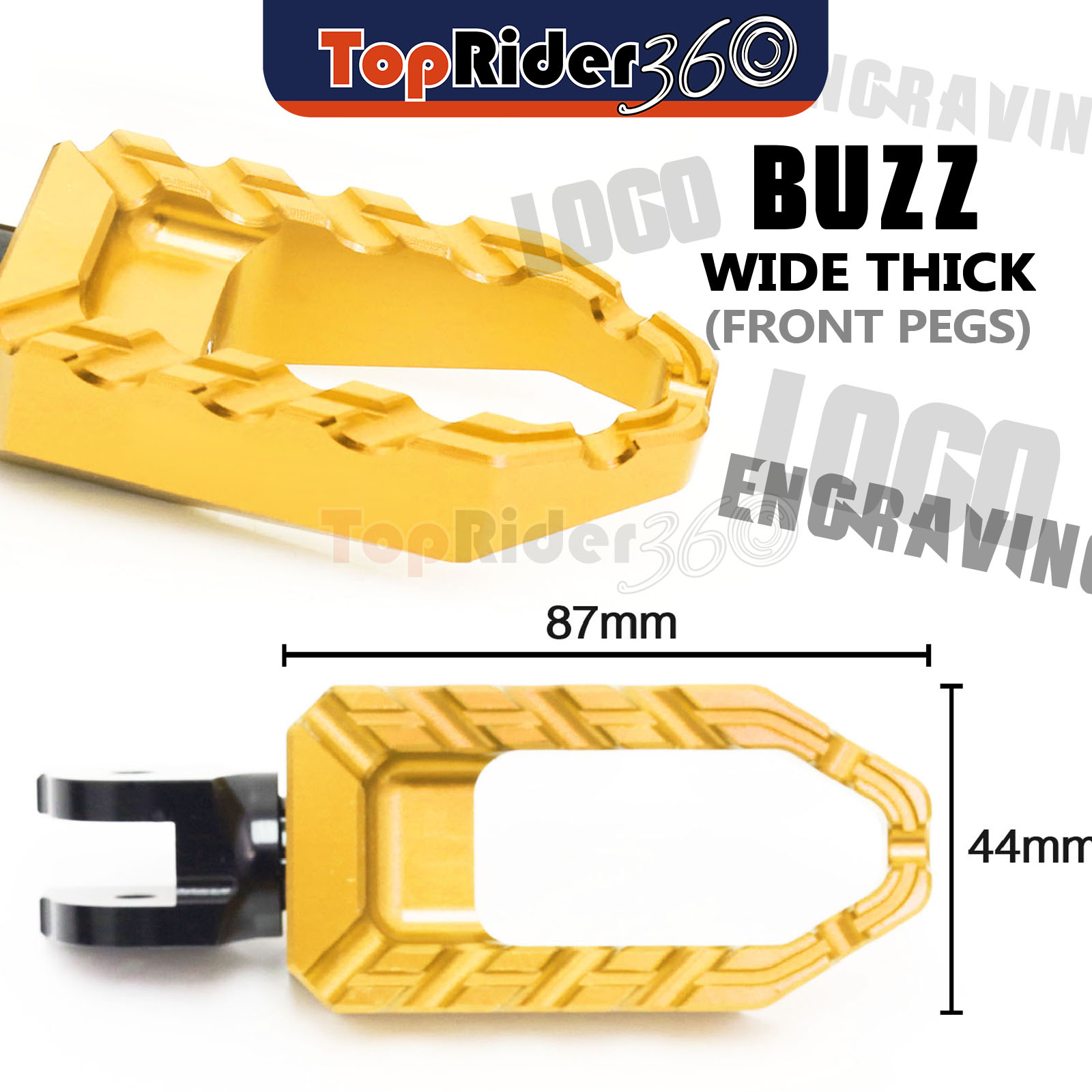 CNC Buzz Style Front Foot Pegs For Honda Grom MSX125 (2013-2023) - Black Aluminum 7 thumbnail image